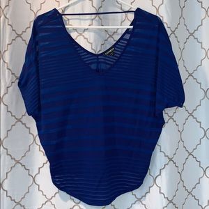 Express blue striped short sleeve top